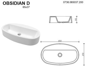 Раковина Whitecross Obsidian D 0736.065037.200 65см белый матовый