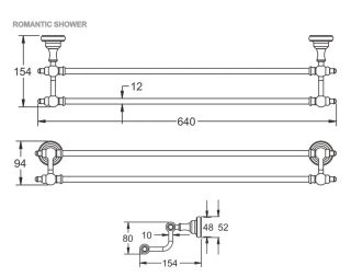 Полотенцедержатель Rose RG1127Q 64см бронза Полотенцедержатель Rose RG1127Q 64см бронза