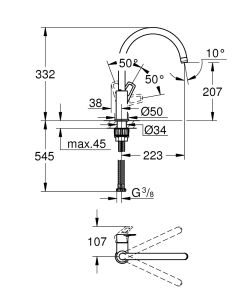 Смеситель для кухни Grohe BauLoop 31368001 Хром