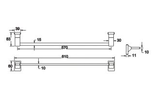Полотенцедержатель Rose RG1617H 61см чёрный Полотенцедержатель Rose RG1617H 61см чёрный