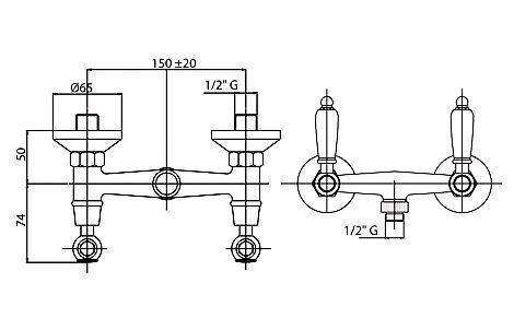 Смеситель для душа, хром Cezares FIRST-DS-01-Bi