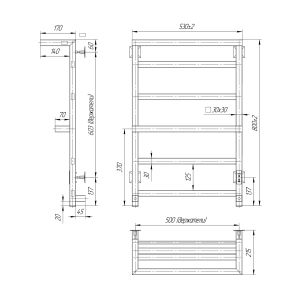 Полотенцесушитель электрический Indigo Forte LEFPF80-50PBRRt с полкой 80x50 см чёрный муар