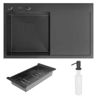 Кухонная мойка RoxenBath Vespa 78 560230-70LB левосторонняя графит