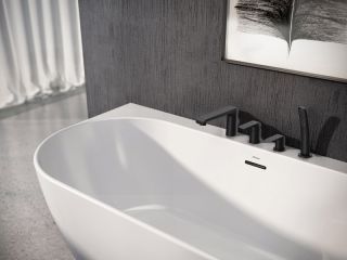 Смеситель на борт ванны Ravak Flat X070176 Black X070176 чёрный матовый