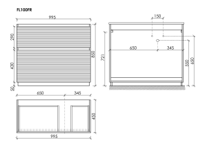 Тумба напольная под раковину Sancos Folk Floor FL100FRGS правая 100 см Grey soft