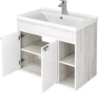 Тумба под раковину Aquaton Флай 1A2374K0FAX10 80 см белый/дуб крафт