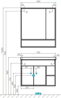 Тумба под раковину Aquaton Флай 1A2374K0FAX10 80 см белый/дуб крафт