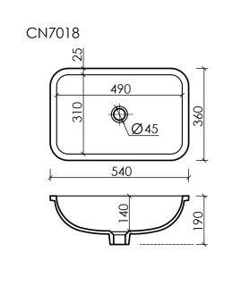 Раковина встраиваемая снизу Ceramicanova Элемент (Element) CN7018 54 см белый