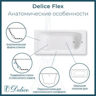 Ванна чугунная Delice Flex DLR230632R 180х85 с отверстиями под ручки Ванна чугунная Delice Flex DLR230632R 180х85 с отверстиями под ручки