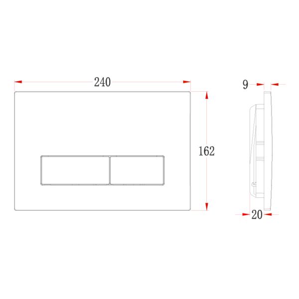 Кнопка смыва Veconi FLUSH V1, FLV1-W, 240х162х9, пластик, белый глянец