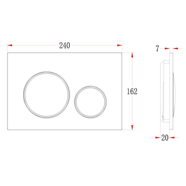 Кнопка смыва Veconi FLUSH V10, FLV10-B, 240х162х7, пластик, чёрный матовыйкайма - черный матовый