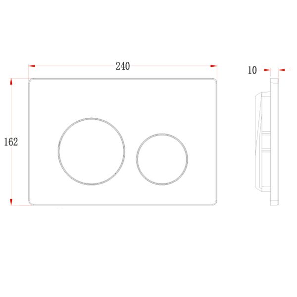 Кнопка смыва Veconi FLUSH V2, FLV2-B, 240х162х10, пластик, черный матовый