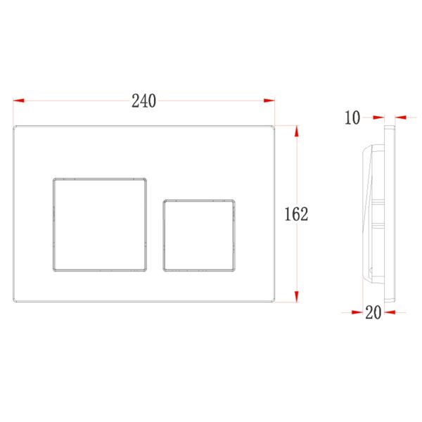 Кнопка смыва Veconi FLUSH V4, FLV4-GM, 240х162х10, пластик, оружейная сталь
