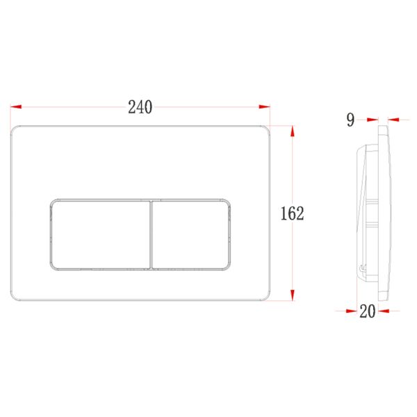 Кнопка смыва Veconi FLUSH V5, FLV5-W, 240х162х9, пластик, белый глянец