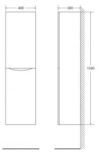 Шкаф-колонна BelBagno подвесной правосторонний 40x150см Bianco Lucido FLY-MARINO-1500-2A-SC-BL-P-R
