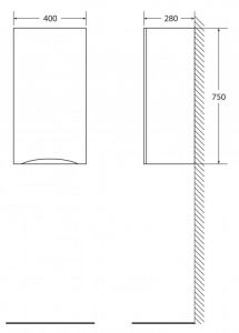 Шкаф BelBagno подвесной правосторонний 40x75см Bianco Lucido FLY-MARINO-750-1A-SC-BL-P-R