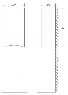 Шкаф BelBagno подвесной правосторонний 40x75см Bianco Lucido FLY-MARINO-750-1A-SC-BL-P-R