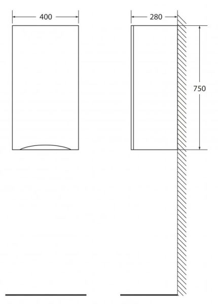 Шкаф BelBagno подвесной правосторонний 40x75см Bianco Lucido FLY-MARINO-750-1A-SC-BL-P-R