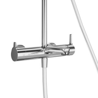 Душевая стойка Kerama Marazzi Fonte FO.201.KM.CR на три потока с фиксированным изливом и механическим смесителем хром Душевая стойка Kerama Marazzi Fonte FO.201.KM.CR на три потока с фиксированным изливом и механическим смесителем хром