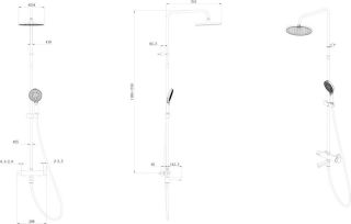 Душевая стойка Kerama Marazzi Fonte FO.202.KM.BLK.M на три потока с поворотным изливом и механическим смесителем чёрный матовый Душевая стойка Kerama Marazzi Fonte FO.202.KM.BLK.M на три потока с поворотным изливом и механическим смесителем чёрный матовый