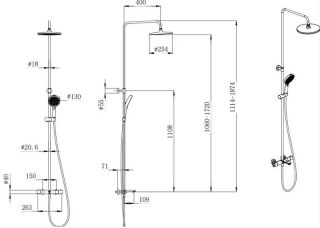 Душевая стойка Kerama Marazzi Fonte FO.301.KM.BLK.M с термостатом на три потока с фиксированным изливом и механическим смесителем чёрный матовый Душевая стойка Kerama Marazzi Fonte FO.301.KM.BLK.M с термостатом на три потока с фиксированным изливом и механическим смесителем чёрный матовый