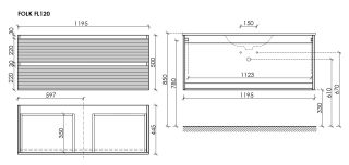 Тумба подвесная Sancos Фолк (Folk) FL120GS 120 см тёмный серый