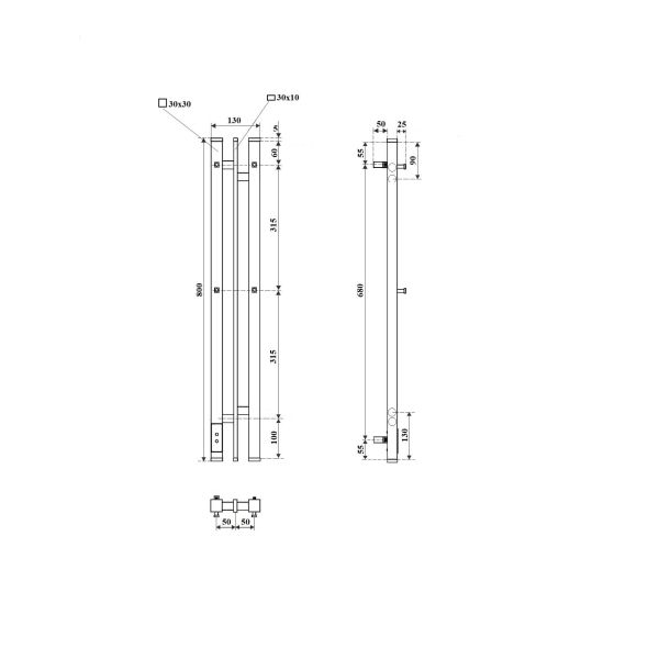 Полотенцесушитель электрический Point Фрея PN20718W П2 100x800 диммер слева белый