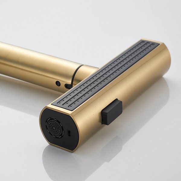 Смеситель для кухни Shevanik S263G с мультифункциональным изливом золотой сатин