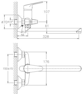 Смеситель для ванны Haiba HB2216 хром