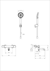 Смеситель для ванны с душем Wonzon & Woghand WW-B3029-A1-MB с термостатом чёрный матовый