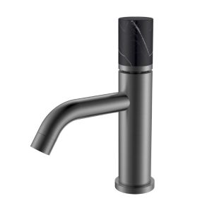Смеситель для раковины Boheme Stick 121-GM-MR-B оружейная сталь/чёрный мрамор