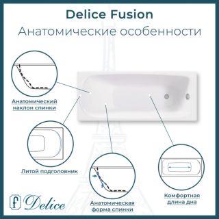 Ванна чугунная Delice Fusion DLR230647-AS 170х70 с антискользящим покрытием Ванна чугунная Delice Fusion DLR230647-AS 170х70 с антискользящим покрытием