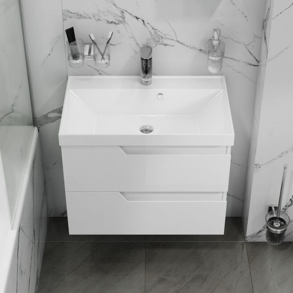 Подвесная тумба под раковину Санта Антарес 700518 70 см белый глянец