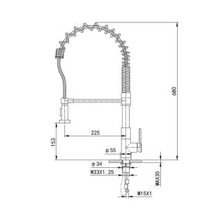 Смеситель для кухни Wonzon & Woghand WW-422903-CR с выдвижным изливом хром Смеситель для кухни Wonzon & Woghand WW-422903-CR с выдвижным изливом хром