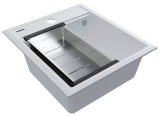 Комплект Paulmark: мойка Stepia 45 и коландер Advance PM114651-WH+A375-BS белый/брашированная нержавеющая сталь Комплект Paulmark: мойка Stepia 45 и коландер Advance PM114651-WH+A375-BS белый/брашированная нержавеющая сталь
