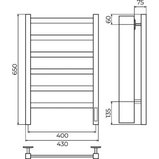 Полотенцесушитель электрический Terminus Ното 4670078557162 П6 40х65 см хром