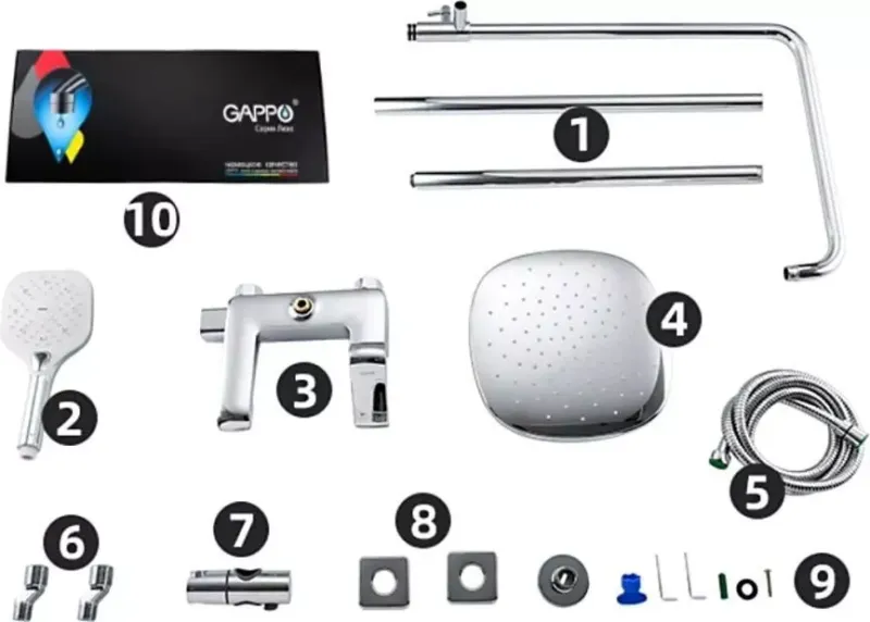 Душевая стойка Gappo G2450-8 хром Душевая стойка Gappo G2450-8 хром