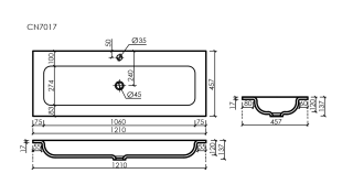 Раковина Ceramicanova Грация (Grace) CN7017MB 121 см чёрный матовый