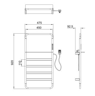 Полотенцесушитель электрический Wonzon & Woghand D?sseldorf WW-A203-MB 47x92 см чёрный матовый