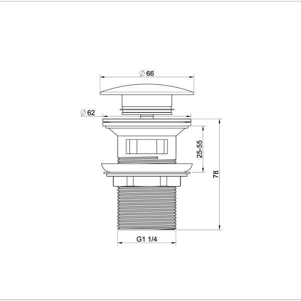 Донный клапан для раковины Wonzon & Woghand WW-88SS01-MB с переливом чёрный матовый Донный клапан для раковины Wonzon & Woghand WW-88SS01-MB с переливом чёрный матовый