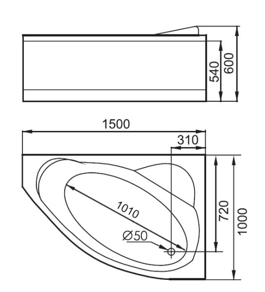 Акриловая ванна Gemy G9009 B R 150x100x60 Акриловая ванна Gemy G9009 B R 150x100x60