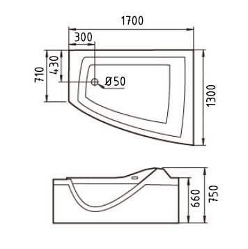 Акриловая ванна Gemy G9056 B R 170x130x75 Акриловая ванна Gemy G9056 B R 170x130x75
