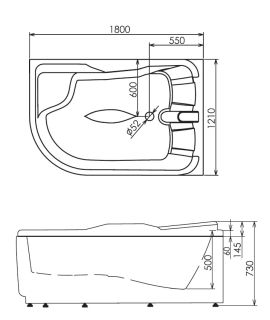 Акриловая ванна Gemy G9083 K R 180x122x72 Акриловая ванна Gemy G9083 K R 180x122x72