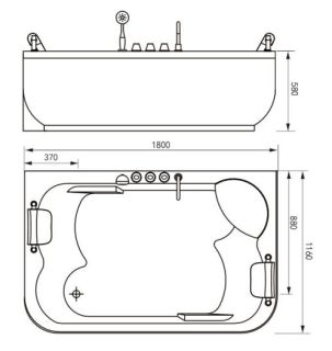 Акриловая ванна Gemy G9085 B L 180x116 см Акриловая ванна Gemy G9085 B L 180x116 см