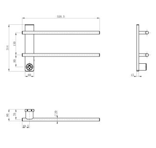 Полотенцесушитель электрический Wonzon & Woghand N?rnberg WW-AL342-MB 52x31 см чёрный матовый
