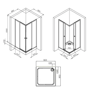 Душевой уголок AM.PM X-Joy  90х90 W94G-403-9090-MT профиль хром