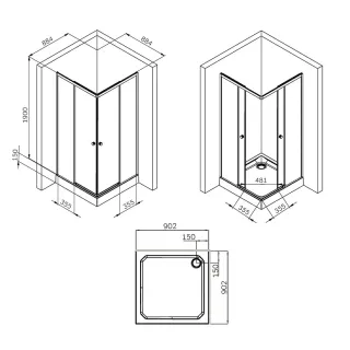 Душевой уголок AM.PM X-Joy  90х90 W94G-403-9090-MT профиль хром