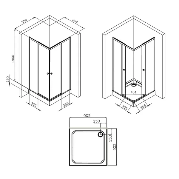 Душевой уголок AM.PM X-Joy  90х90 W94G-403-9090-MT профиль хром
