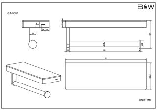 Полка и держатель для полотенца Black and White Gravity 9603GM Темно-серый Полка и держатель для полотенца Black and White Gravity 9603GM Темно-серый