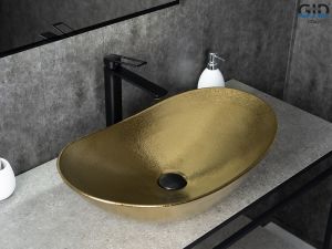 Раковина Gid Gd9811 53340 накладная золотая 61x37x15